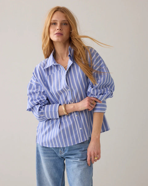 Summum Woman Blouse Shirt Stripes - Soft Blue
