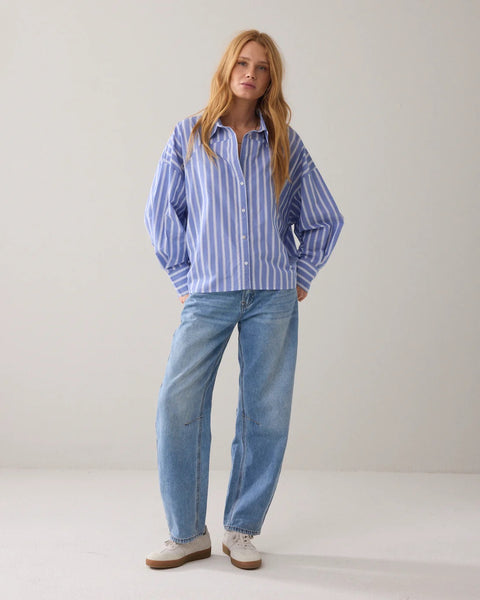 Summum Woman Blouse Shirt Stripes - Soft Blue