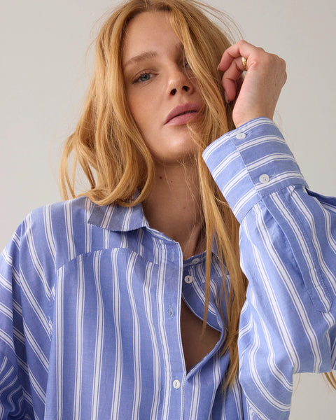 Summum Woman Blouse Shirt Stripes - Soft Blue