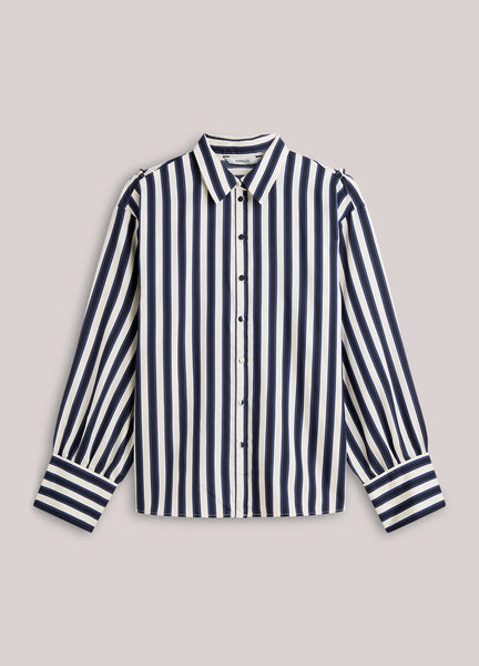 Summum Woman Satin Striped Blouse - Blue