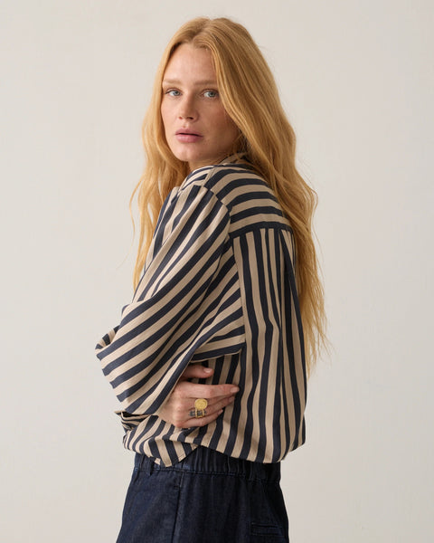 Summum Woman Blouse Two Tone Stripes - Blue