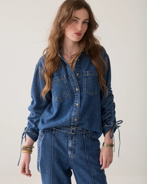 Summum Woman Denim Blouse Tencel Twill - Denim
