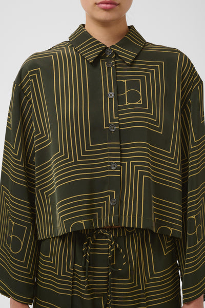 Soaked In Luxury SLTopaz Shirt - Rosin & Fennel Seed Monogram Green
