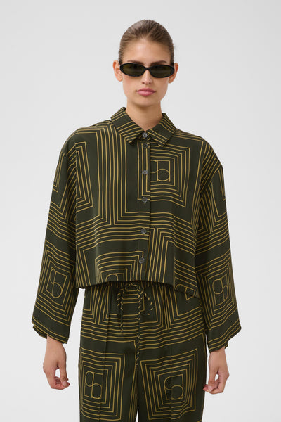 Soaked In Luxury SLTopaz Shirt - Rosin & Fennel Seed Monogram Green