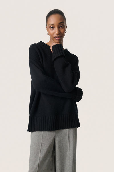Soaked In Luxury SLMoline Crew Neck Sweater - Black