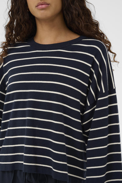 Soaked In Luxury SLSpina Boxy Pullover - Salute with White Stripes