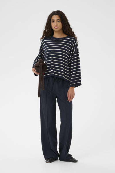 Soaked In Luxury SLSpina Boxy Pullover - Salute with White Stripes