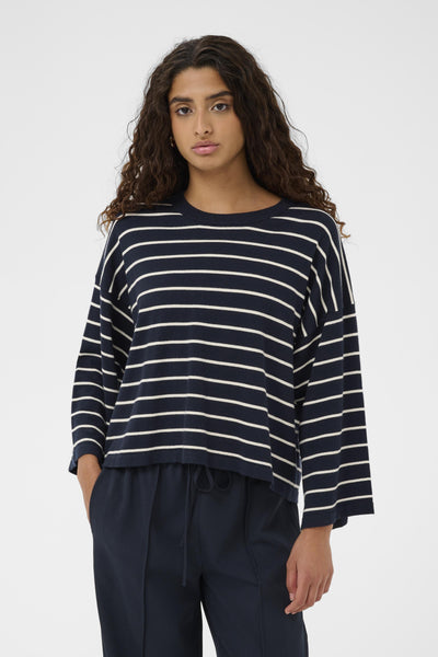 Soaked In Luxury SLSpina Boxy Pullover - Salute with White Stripes
