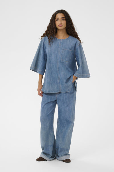 Soaked In Luxury SLNinnie Amelia Blouse - Medium Denim Blue