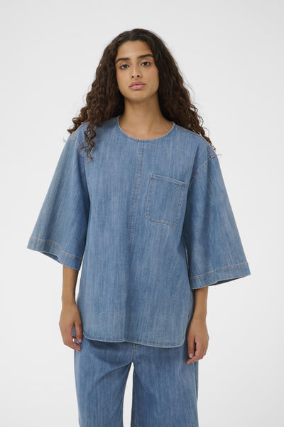 Soaked In Luxury SLNinnie Amelia Blouse - Medium Denim Blue