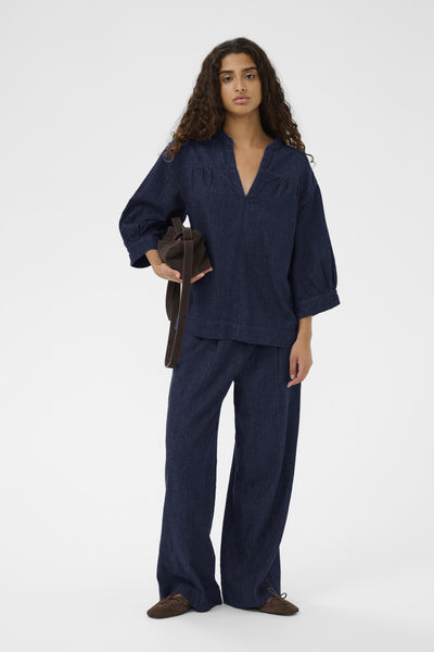 Soaked In Luxury SLCharman Toledo Denim Blouse - Dark Blue Denim