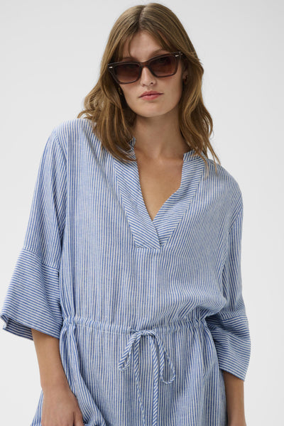 Soaked In Luxury SLAria Dress - Regatta And White Stripe / Blue