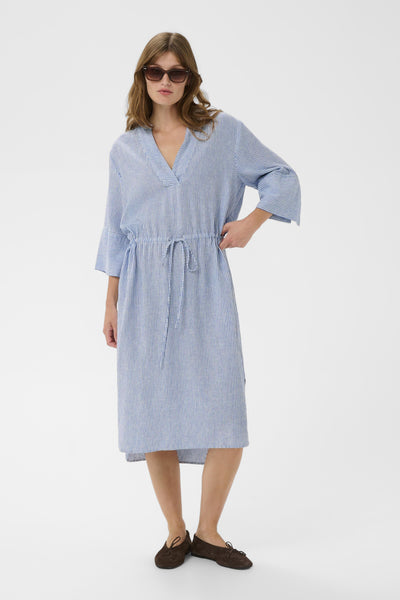 Soaked In Luxury SLAria Dress - Regatta And White Stripe / Blue