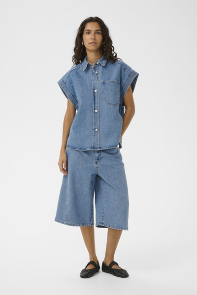 Soaked In Luxury SLAdabella Denim Shirt - Light Blue Denim