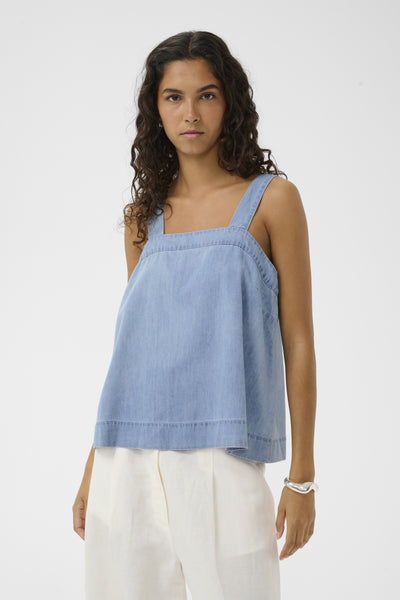 Soaked In Luxury SLAdelita Top - Light Blue Denim