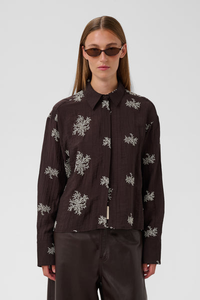 Soaked In Luxury SLAzalea Long Sleeve Shirt - Dark Ganache