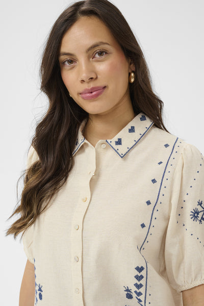 Saint Tropez RomelleSZ Embroidered Shirt - Turtledove