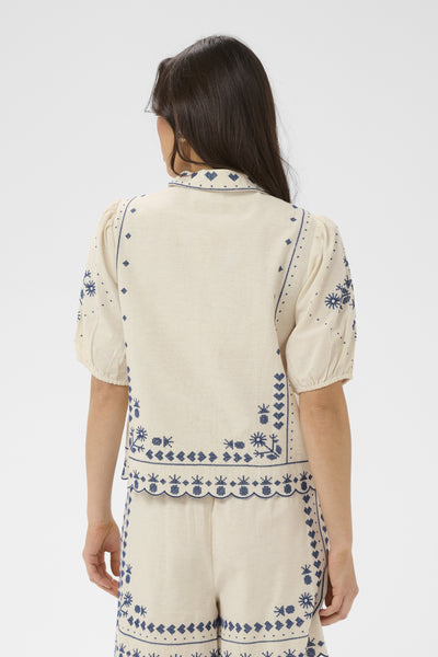 Saint Tropez RomelleSZ Embroidered Shirt - Turtledove