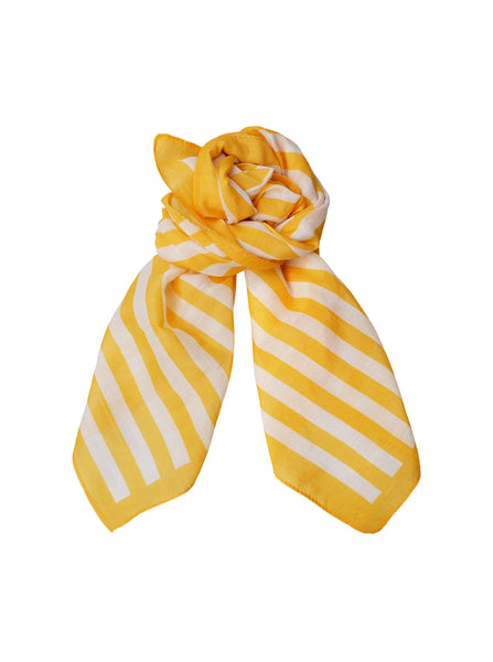 Black Colour Stripe Mini Scarf - Yellow