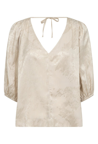 Soaked In Luxury SLKitty Blouse - Ancient Scroll Metallic Print