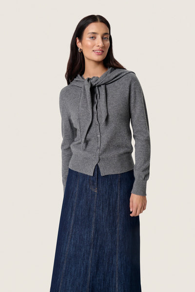 Soaked In Luxury SLMolina Scarf Cardigan - Grey Melange