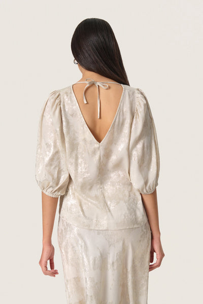 Soaked In Luxury SLKitty Blouse - Ancient Scroll Metallic Print