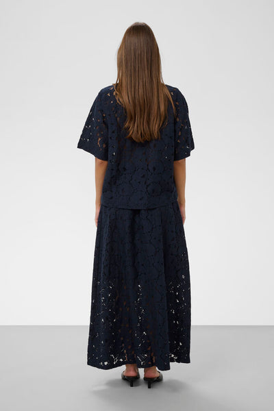 Soaked In Luxury SLTaya Lace Polo Shirt - Night Sky / Blue