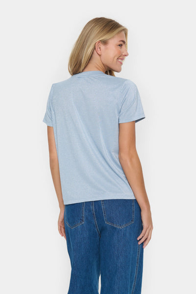 Saint Tropez HagaSZ Shimmer T-Shirt - Airy Blue