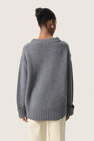 Soaked In Luxury SLMoline Crew Neck Sweater - Grey Melange