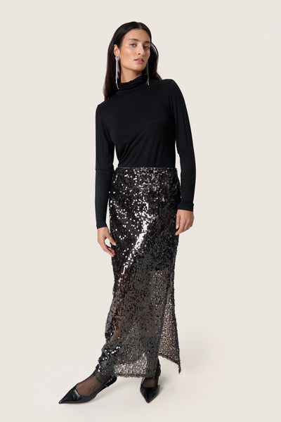Soaked In Luxury SLCoachella Sequin Skirt - Chocolate Torte