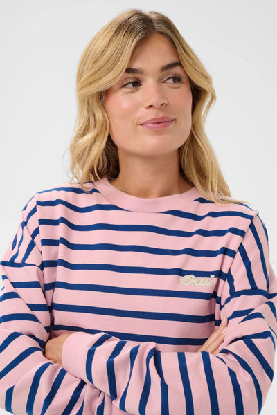 Saint Tropez OsiriaSZ Sweatshirt - Pink Nectar Navy Stripe