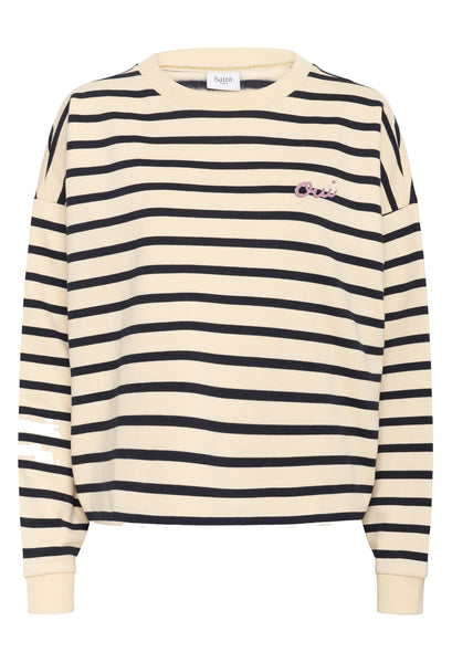 Saint Tropez OsiriaSZ Sweatshirt - Seedpearl Nightsky Stripe