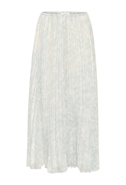 Soaked In Luxury SLMarta Evelina Pleated Skirt - Silver Blue Stroke Print