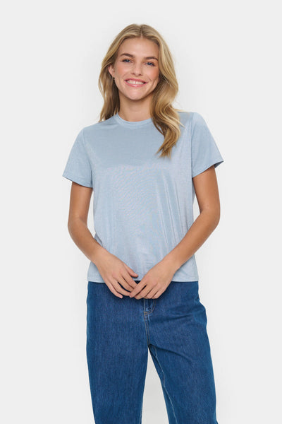 Saint Tropez HagaSZ Shimmer T-Shirt - Airy Blue