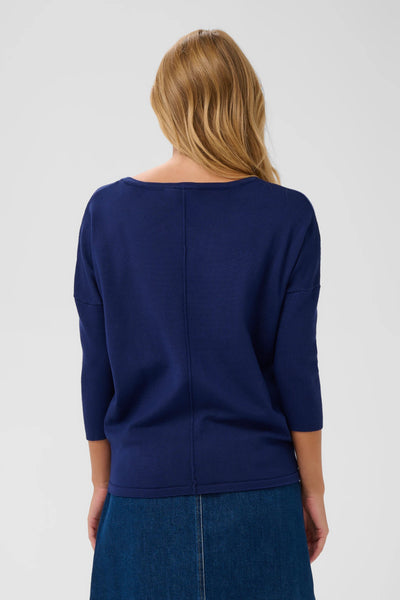 Saint Tropez Mila R-Neck Sweater - Navy Peonie