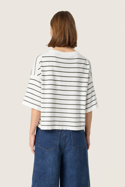 Soaked In Luxury Spina Short Sleeve Knit - Grape Leaf Stripe