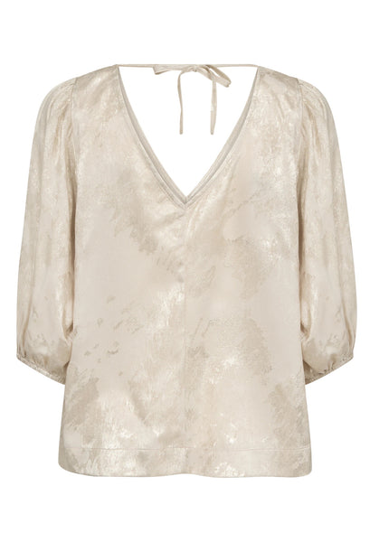 Soaked In Luxury SLKitty Blouse - Ancient Scroll Metallic Print