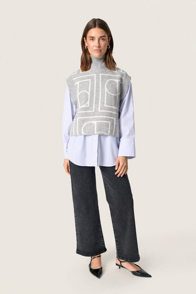 Soaked In Luxury Hedaya Sleeveless Knit - Porpoise Monogram