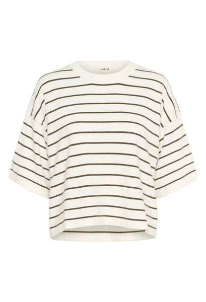 Soaked In Luxury Spina Short Sleeve Knit - Grape Leaf Stripe