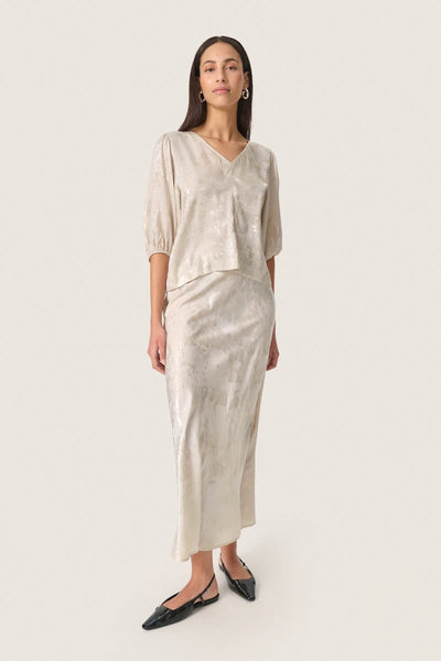 Soaked In Luxury SLKitty Skirt - Ancient Scroll Metallic Print