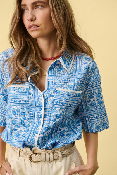 Saint Tropez KaisaSZ Shirt - Campanula Paisley Square Blue