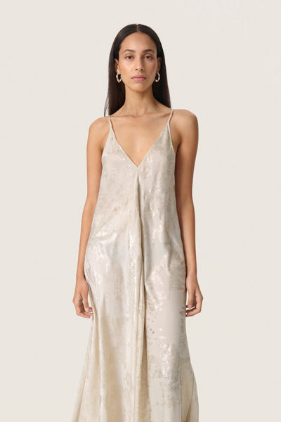 Soaked In Luxury SLKitty Slip Dress - Ancient Scroll Metallic Print