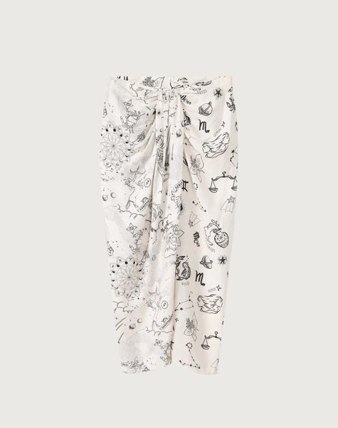 Me369 Luna Zodiac Tie Front Linen Skirt