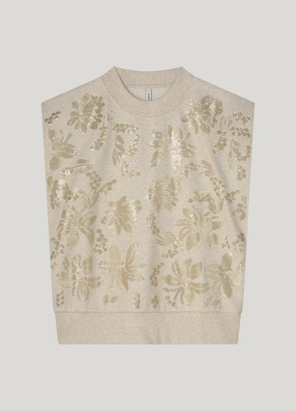 Summum Woman Sleeveless Embellished Sweatshirt - Pebble Beige