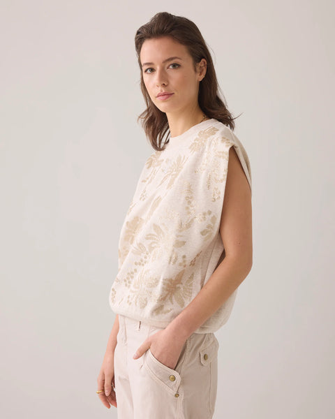 Summum Woman Sleeveless Embellished Sweatshirt - Pebble Beige