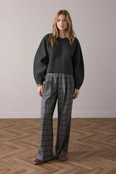 Summum Woman Scuba Sweatshirt with Balloon Sleeves - Anthracite