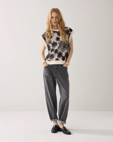 Summum Woman Sleevless Top with Lace - Ivory