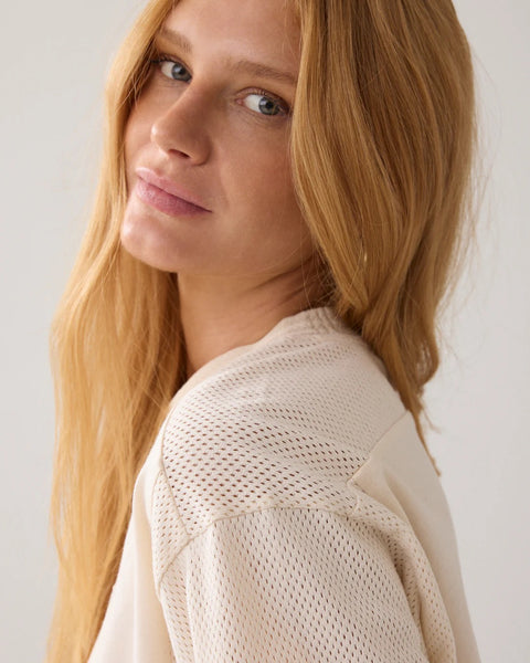 Summum Woman Baseball Shirt in Mesh - Ivory