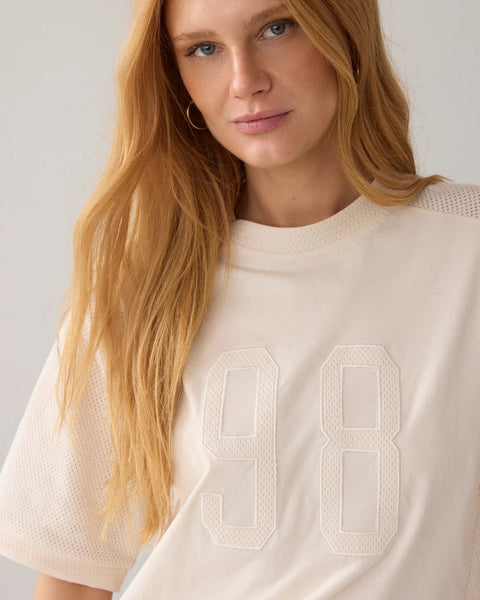 Summum Woman Baseball Shirt in Mesh - Ivory