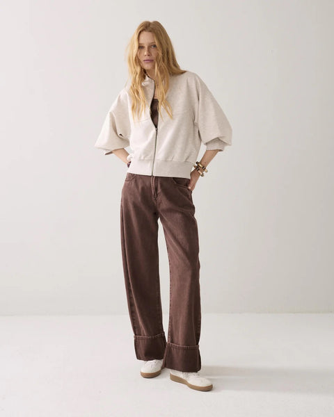 Summum Woman Sporty Zip Track Top - Ivory Melange